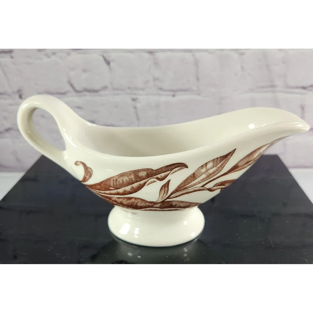 Vintage Autumn Leaf Gravy Boat Pedestal Set Of 3‎